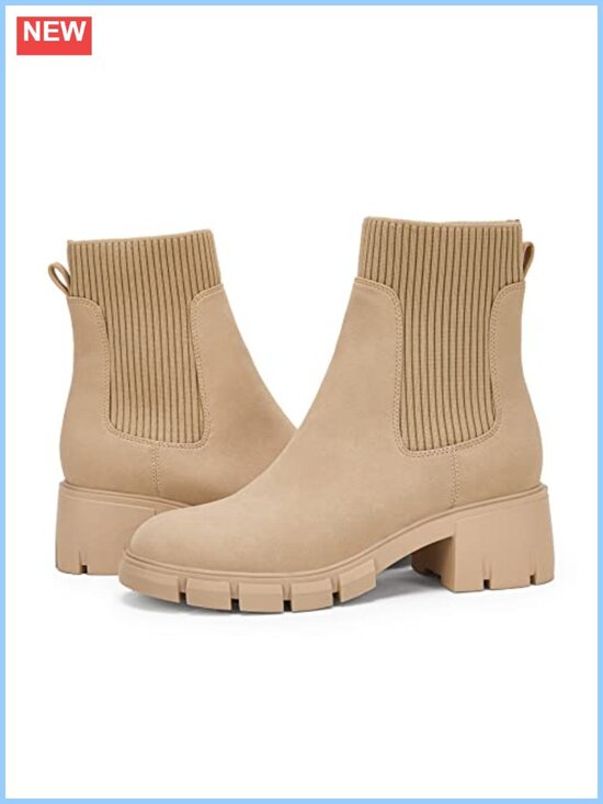 Shoes - Platform Ankle Boots Chunky Block Heel Chelsea Booties Lug Sole Combat